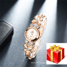 Regalos de reloj de pulsera de las mujeres de la joyería de la voga del Rhinestone de la flor de la alta calidad